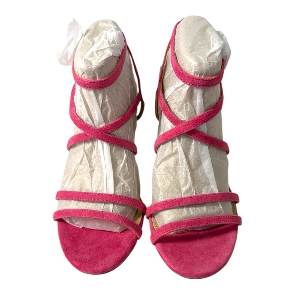 Sam Edelman Pink Suede Heels Size 7.5 Delanie Azalea Strappy Sandals NIB